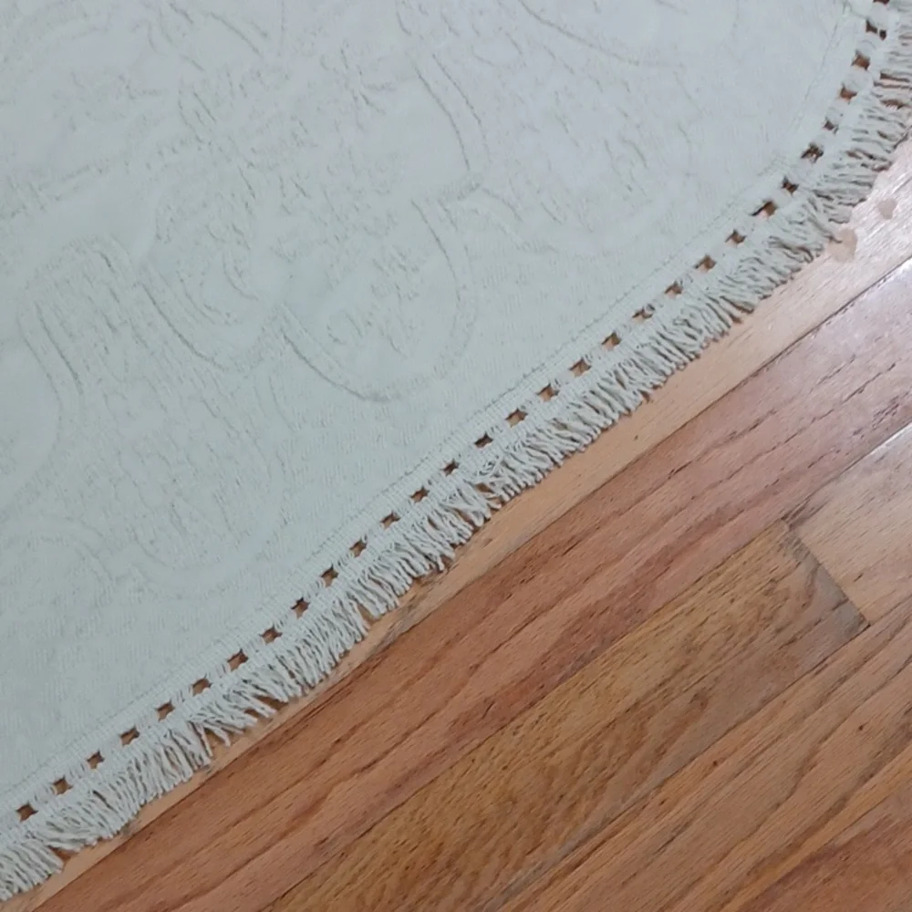 Vintage Collectible  Embossed‎ Floral   Cream Fringed Twin Bed Spread 88…